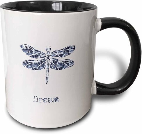 مج 3dRose Dream Dragonfly بلونين، 11 أونصة، أسود in Saudi Arabia