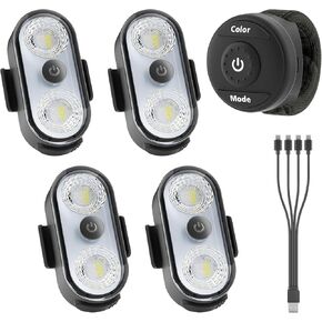 أضواء LED لاسلكية للسيارة قطعتين - زر وجهاز تحكم عن بعد ضوء ستروب داخلي، USB-C 120H 8 ألوان IP65 مقاوم للماء وقابل لإعادة الشحن للسيارات والشاحنات والدراجات الإلكترونية والدراجات النارية in Kuwait