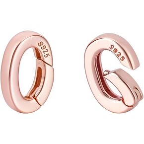 PH PandaHall قطعتان من حلقات بوابة الربيع من الفضة الإسترلينية عيار 925، موصل مشبك زنبركي بيضاوي ذهبي وردي، مشابك مجوهرات معدنية لتقصير القلادة لصنع المجوهرات، 0.39 × 0.27 in Kuwait