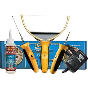 Hot Wire Foam Factory Crafters Deluxe 3-in-1 Foam Cutting Tool Kit | Sculpting Tool, Hot Knife, Engraver, Power Supply, & StyroGoo Foam Glue | For EPS, XPS & Styrofoam | USA Made in Kuwait