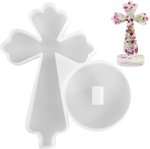 Standing Cross Silicone Mold with Base - 7'' Cross Resin Molds, Crucifix Mold for Epoxy Resin, for DIY Candles Decoration, Making Blessed Gifts, Christmas, Halloween, New Year (B) in Saudi Arabia