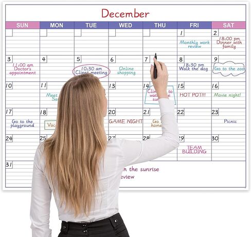 Large Dry Erase Calendar for Wall - Undated 1 Month Wall Calendar, 40" x 30", Erasable & Reusable Laminated Calendar with 8 Round Stickers, Great Layout Wall Calendar Dry Erase for Home, Office and School in Saudi Arabia
