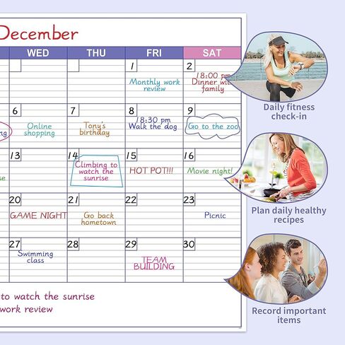 Large Dry Erase Calendar for Wall - Undated 1 Month Wall Calendar, 40" x 30", Erasable & Reusable Laminated Calendar with 8 Round Stickers, Great Layout Wall Calendar Dry Erase for Home, Office and School in Saudi Arabia