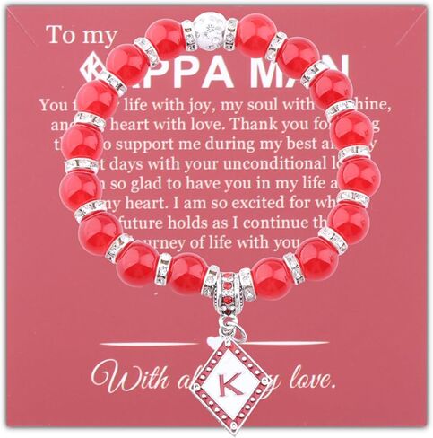 CENWA K Fraternity Greek Jewelry Man Beads Bracelet K Red Gift for Men in Saudi Arabia