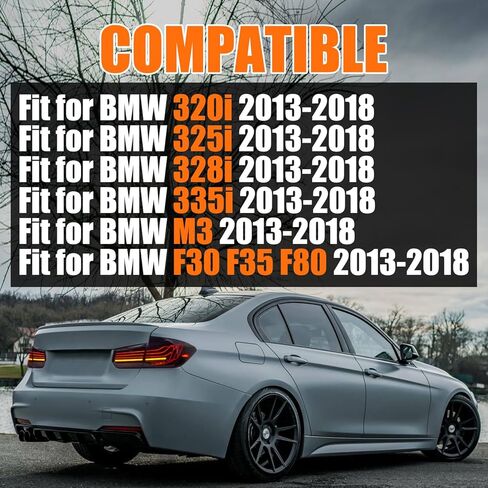 مصابيح خلفية LED لـ 2013-2018 BMW F30 F35 F80 M3 3-Series 320i 328i 330i 335i مجموعة المصابيح الخلفية مع عدسة مدخنة/مصباح خلفي جانب السائق والراكب (التحكم في اللون) in Kuwait