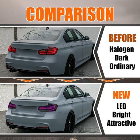 مصابيح خلفية LED لـ 2013-2018 BMW F30 F35 F80 M3 3-Series 320i 328i 330i 335i مجموعة المصابيح الخلفية مع عدسة مدخنة/مصباح خلفي جانب السائق والراكب (التحكم في اللون) in Kuwait