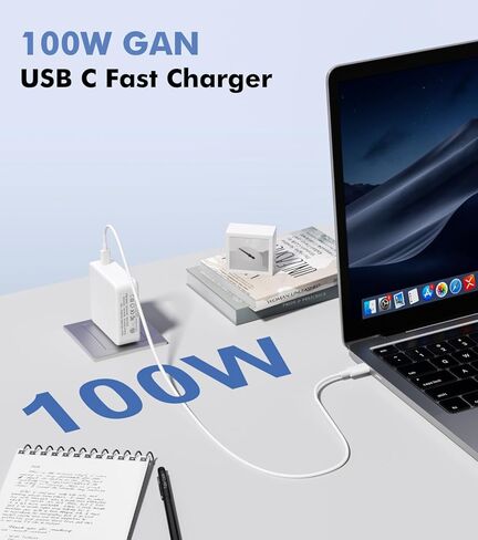 Macbook-Pro-Charger-100W-USB-C-Laptop-Charger 96W Fast Charging for Mac Book Pro 16 15 14 13 MacBook Air Retina M3 M2 M1 2024 2023 2022 2021 2020 Computer Power Adapter Cord Cable 6.8ft in Kuwait