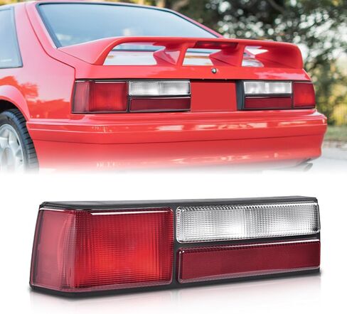 مصابيح خلفية G-PLUS ومصابيح فرامل خلفية يسار ويمين بدون مصابيح متوافقة مع Ford Mustang 1987-1993 E7ZZ13405A، E7ZZ13404A، عدسة حمراء مبيت أسود Faros Traseros Luces TraserasAssembly in Saudi Arabia