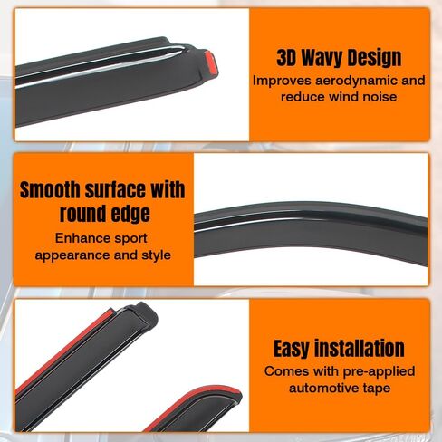 in Channel Window Visor Deflectors, Compatible with 2015-2025 Ford F-150 2017-2025 F-250 F-350 F-450 Extended Cab, Acrylic Smoke/Tinted Slim Style Window Rain Guards, 4 Pieces in Saudi Arabia
