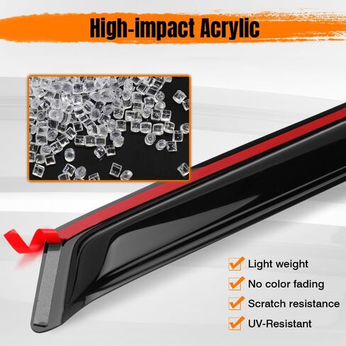 in Channel Window Visor Deflectors, Compatible with 2015-2025 Ford F-150 2017-2025 F-250 F-350 F-450 Extended Cab, Acrylic Smoke/Tinted Slim Style Window Rain Guards, 4 Pieces in Saudi Arabia