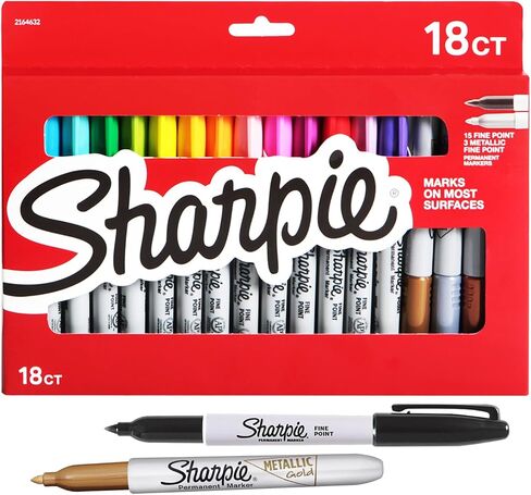 إصدار محدود من SHARPIIE، ذو نقاط دقيقة، أقلام تحديد ملونة دائمة، عدد 18 - حبر سريع الجفاف، حبر مقاوم للبهتان والماء، ألوان ممتازة، طرف رفيع، حبر متين، صندوق حامل قابل للطي لسهولة الوصول والتخزين in Saudi Arabia