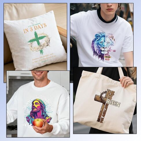 Dtf Transfers Ready to Press - 22 Pcs Christian Bible Verse Iron on Patches for T-Shirts, Cross Jesus Religious Iron on Stickers Heat Transfer Vinyl Decals for DIY Fabric Clothes Decor in Saudi Arabia