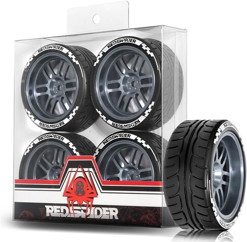 إطارات 1/10 على الطريق وعجلات ألومنيوم 12 مم Hex RC Rally Racing Tires OD 2.56 بوصة لسيارة Tamiya TT01 TT02 XV01 TA06 A959 PTG2 HPI KYOSHO PTG2 Traxxas 1:10 Street Touring Drift Car (أسود) in Kuwait