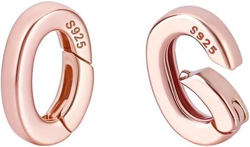 PH PandaHall قطعتان من حلقات بوابة الربيع من الفضة الإسترلينية عيار 925، موصل مشبك زنبركي بيضاوي ذهبي وردي، مشابك مجوهرات معدنية لتقصير القلادة لصنع المجوهرات، 0.39 × 0.27 in Kuwait