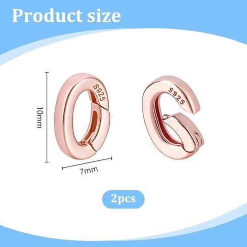 PH PandaHall قطعتان من حلقات بوابة الربيع من الفضة الإسترلينية عيار 925، موصل مشبك زنبركي بيضاوي ذهبي وردي، مشابك مجوهرات معدنية لتقصير القلادة لصنع المجوهرات، 0.39 × 0.27 in Kuwait