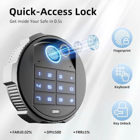 خزنة ذكية بيومترية، 0.8 قدم مكعب آمنة لبصمة الإصبع مع حقيبة مقاومة للحريق، صندوق صغير Caja Fuerte مع لوحة مفاتيح رقمية، 9.8 × 13.8 × 9.8 بوصة (خارجي)، أسود in Kuwait