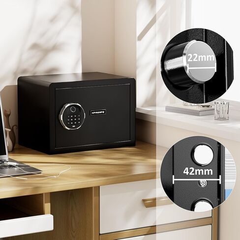 خزنة ذكية بيومترية، 0.8 قدم مكعب آمنة لبصمة الإصبع مع حقيبة مقاومة للحريق، صندوق صغير Caja Fuerte مع لوحة مفاتيح رقمية، 9.8 × 13.8 × 9.8 بوصة (خارجي)، أسود in Kuwait