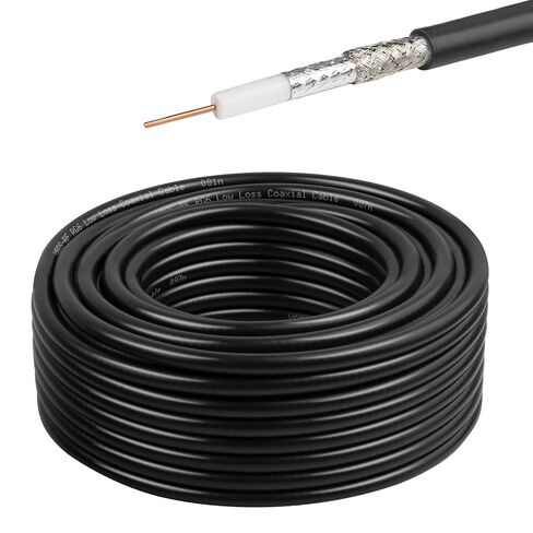 XRDS -RF RG6 Dual Shield Cable 200FT, 18 AWG 75 Ohm Bare Copper Conductor RG6 Coaxial Cable (200feet, Black) in Saudi Arabia