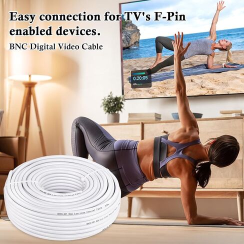 XRDS -RF RG6 Dual Shield Cable 200FT, 18 AWG 75 Ohm Bare Copper Conductor RG6 Coaxial Cable (200feet, Black) in Saudi Arabia