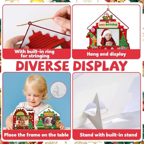 Lonfliness 30 Pack Christmas DIY Picture Frame Craft Kits Santa's Workshop Hanging Frame Ornaments Xmas Photo Frames with Brackets for Christmas Tree Decor Holiday Party Class Game Activities in Saudi Arabia