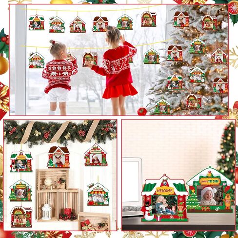 Lonfliness 30 Pack Christmas DIY Picture Frame Craft Kits Santa's Workshop Hanging Frame Ornaments Xmas Photo Frames with Brackets for Christmas Tree Decor Holiday Party Class Game Activities in Saudi Arabia