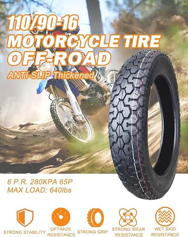 110/90-16 6PR 65P Front/Rear Motorcycle Tire Compatible with 110/90-16 Off Road Pit Bike/Motorcycle Tire in Saudi Arabia