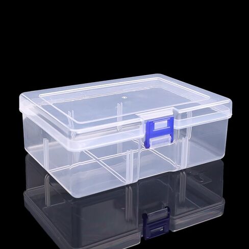 Hardware Storage Case with Compartments, Toolbox Organizers and Storage Case, Craft Box Case (Transparent, Blue Button) in Saudi Arabia
