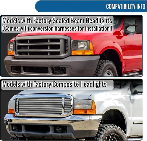Ronnin - Fits 1999-2004 Ford F250 F350 F450 F550 Super Duty 2000-2004 Excursion Upgraded Replacement LED Running Lights Projector Headlights Assembly Pair | Black in Saudi Arabia