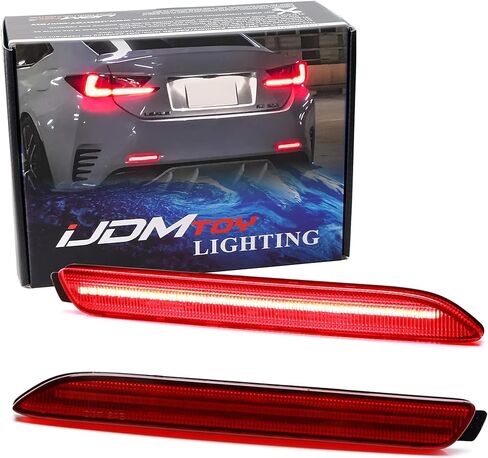 iJDMTOY Dark Smoked Lens 30-SMD Full LED Rear Bumper Reflector Light Trim Compatible With Lexus IS-F RC250 RC350 RC-F GX470 RX300 NX200t NX300 NX-F, Function as Tail or Rear Fog Lights in Saudi Arabia