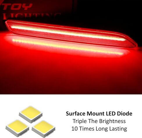 iJDMTOY Dark Smoked Lens 30-SMD Full LED Rear Bumper Reflector Light Trim Compatible With Lexus IS-F RC250 RC350 RC-F GX470 RX300 NX200t NX300 NX-F, Function as Tail or Rear Fog Lights in Saudi Arabia