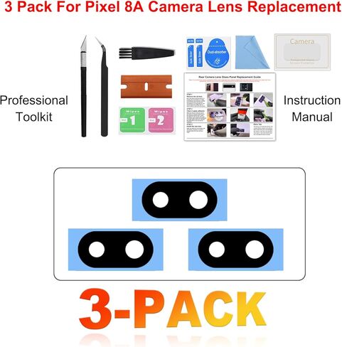 3 Pack for Pixel 7 Pro Back Rear Camera Lens Glass Replacement, Back Camera Lens with Premium Lens Protector Compatible with Pixel 7 Pro, Included Instruction Manual, Toolkit in Saudi Arabia