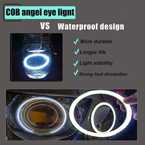 YSY 1-Pair White 140MM COB LED Headlight Angel Eyes Bulb Halo Ring Lamp Light without Housing (140MM) in Saudi Arabia