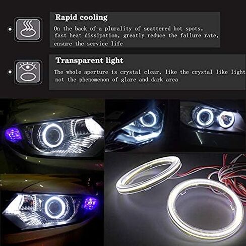 YSY 1-Pair White 140MM COB LED Headlight Angel Eyes Bulb Halo Ring Lamp Light without Housing (140MM) in Saudi Arabia