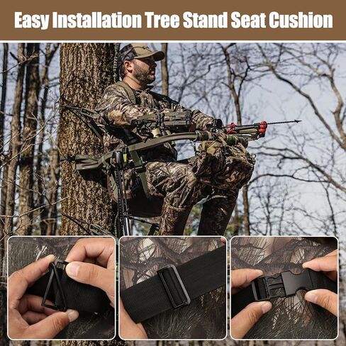 Tree Stand Seat,Adjustable Tree Stand Seat Cushion for Hunting,Extra Thick Comfortable Layer Double Sponge Universal Treestand Cushion Fits Climber Deer Tree Stands in Saudi Arabia