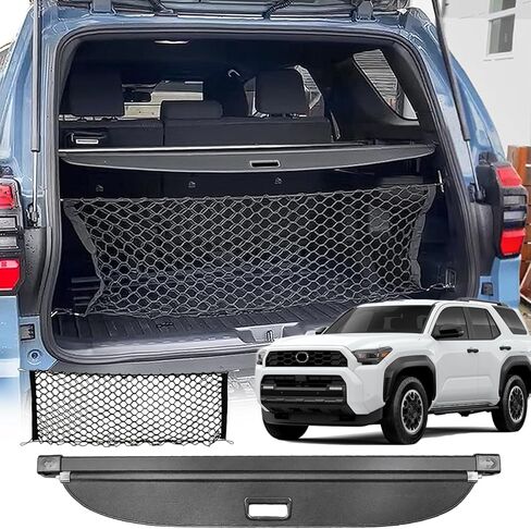 غطاء الحمولة متوافق مع ملحقات Toyota 4Runner 2025 2026 الجديدة كليًا، غطاء صندوق السيارة قابل للسحب ومنظم غطاء صندوق السيارة من ألياف الكربون (مظهر من ألياف الكربون، مقبض مخفي) in Kuwait