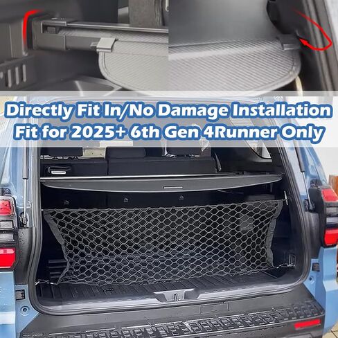 غطاء الحمولة متوافق مع ملحقات Toyota 4Runner 2025 2026 الجديدة كليًا، غطاء صندوق السيارة قابل للسحب ومنظم غطاء صندوق السيارة من ألياف الكربون (مظهر من ألياف الكربون، مقبض مخفي) in Kuwait