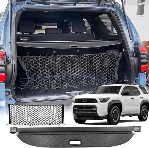 غطاء الحمولة متوافق مع ملحقات Toyota 4Runner 2025 2026 الجديدة كليًا، غطاء صندوق السيارة قابل للسحب ومنظم غطاء صندوق السيارة من ألياف الكربون (مظهر من ألياف الكربون، مقبض مخفي) in Kuwait