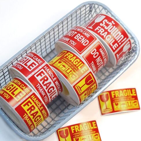 Handle with Care 250 Permanent Adhesive Fragile Stickers 1 x 1.8 Inch for Shipping Moving Glass Labels (1 Roll 250 Labels) in Saudi Arabia