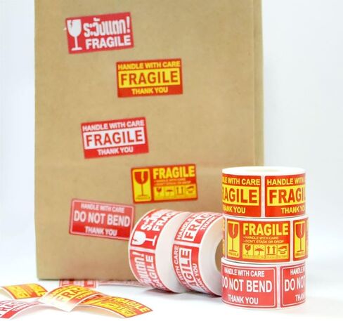 Handle with Care 250 Permanent Adhesive Fragile Stickers 1 x 1.8 Inch for Shipping Moving Glass Labels (1 Roll 250 Labels) in Saudi Arabia