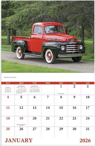 تقويم حائط معلق 2026 من Treasured Trucks - 19 بوصة × 11 بوصة (مفتوح) 2026 مخطط ومنظم المواعيد الشهرية. شاحنات كبيرة جميلة من السنوات الماضية. in Saudi Arabia