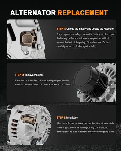 ASAPE 11440N High Output Replacement New Alternator Fit for 2009 2010 2011 2012 2013 2014 2015 2016 2017 2018 2019 2020 for Dodge Journey 2.4L in Saudi Arabia