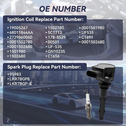 UF651 Ignition Coil & 9723 Iridium Spark Plugs Compatible with Kia Soul 2012-2019,Forte 2014-2016,Forte5 2014-2018, For Hyundai Elantra 2011-2020,Tucson 2014-2021,#27300-2E000 18846-11070, Set of 4 in Saudi Arabia