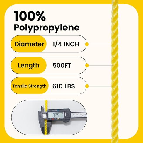YALAVA 3/8IN 100FT Black Polyethylene Rope, Heavy Duty Ropes for All Purpose, Durable Reliable Weather & UV Resistant Rope for Outdoor Indoor Use in Kuwait