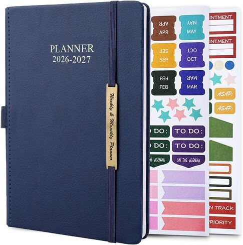 Cheericome Planner 2026-2027, Month Weekly Planner Run JAN 2026 to JUN 2027, 26-27 Planner with Pen Loop, Back Pocket and Stickers, 18 Months Planners, Blue Monthly Planners 2026-2027 in Saudi Arabia