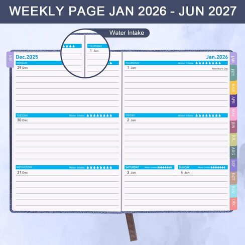 Cheericome Planner 2026-2027, Month Weekly Planner Run JAN 2026 to JUN 2027, 26-27 Planner with Pen Loop, Back Pocket and Stickers, 18 Months Planners, Blue Monthly Planners 2026-2027 in Saudi Arabia