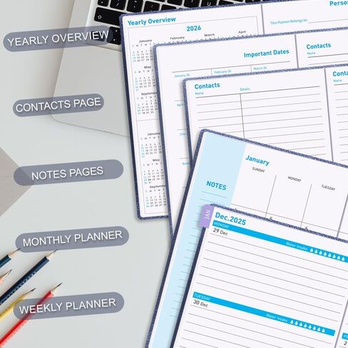 Cheericome Planner 2026-2027, Month Weekly Planner Run JAN 2026 to JUN 2027, 26-27 Planner with Pen Loop, Back Pocket and Stickers, 18 Months Planners, Blue Monthly Planners 2026-2027 in Saudi Arabia