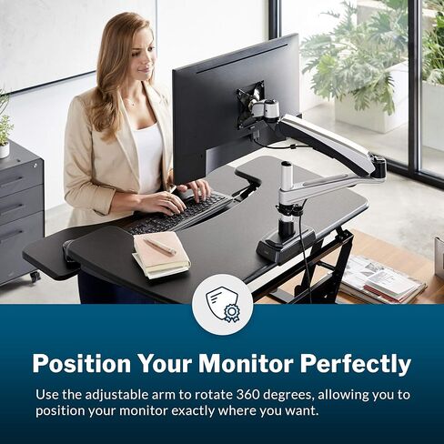 Vari Monitor Arm and Laptop Stand - VESA Monitor Mount with 360 Degree Rotation & 15" Laptop Stand with Adjustable Height, Monitors up to 27 inches, 19.8 lbs Capacity - Single Monitor & Laptop Holder in Saudi Arabia