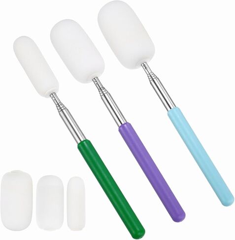 PATIKIL 29.5" Telescoping Sponge Stick for Pottery, 3Pcs Retractable Ceramic Pottery Clay Sponge Tool for Removing Excess Water from Pottery, White/Blue/Purple/Green(0.79/1.18/1.57"W) in Saudi Arabia