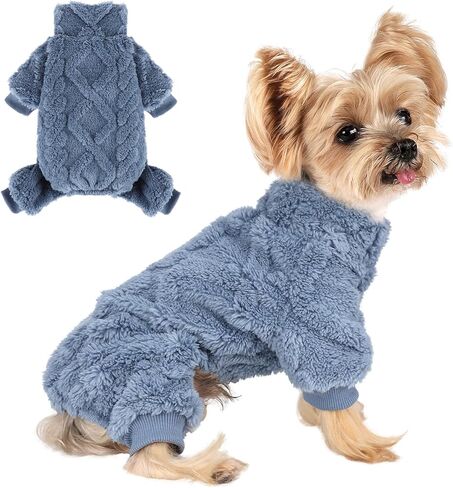 Dog Pajamas Small Sized Dog,Pajamas for Dogs, Winter Chihuahua Yorkie Teacup Cat Sweater Clothes Outfits,Soft Cold Weather Pet Coat Warm Fleece Puppy Pjs(Small, Dark Pink) in Kuwait