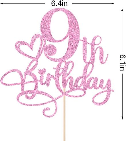 Happy 2nd Birthday Cake Topper，Anniversary Party/Boy or Girl Two Year Old Birthday Party Supplies Pink Glitter in Saudi Arabia